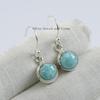 Handmade Round Larimar Earrings, 925 Sterling Silver, March Birthstone
