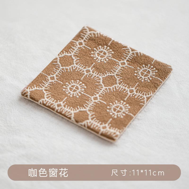 Wind embroidery coaster Fabric Christmas placemat Cross-border absorbent tea saucer Creative coffee coaster Bowl mat Insulation mat