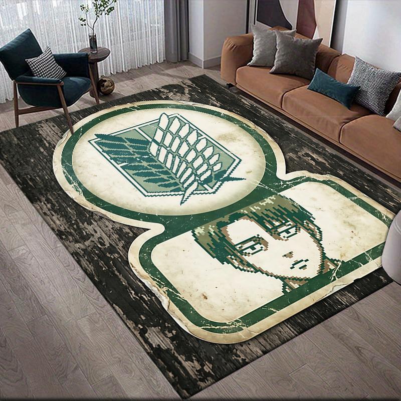 Levi Ackerman Home Sofa Decoration for Living Room & Bedroom, Non‑Slip Play Flannel Floor Mat for Game Room
