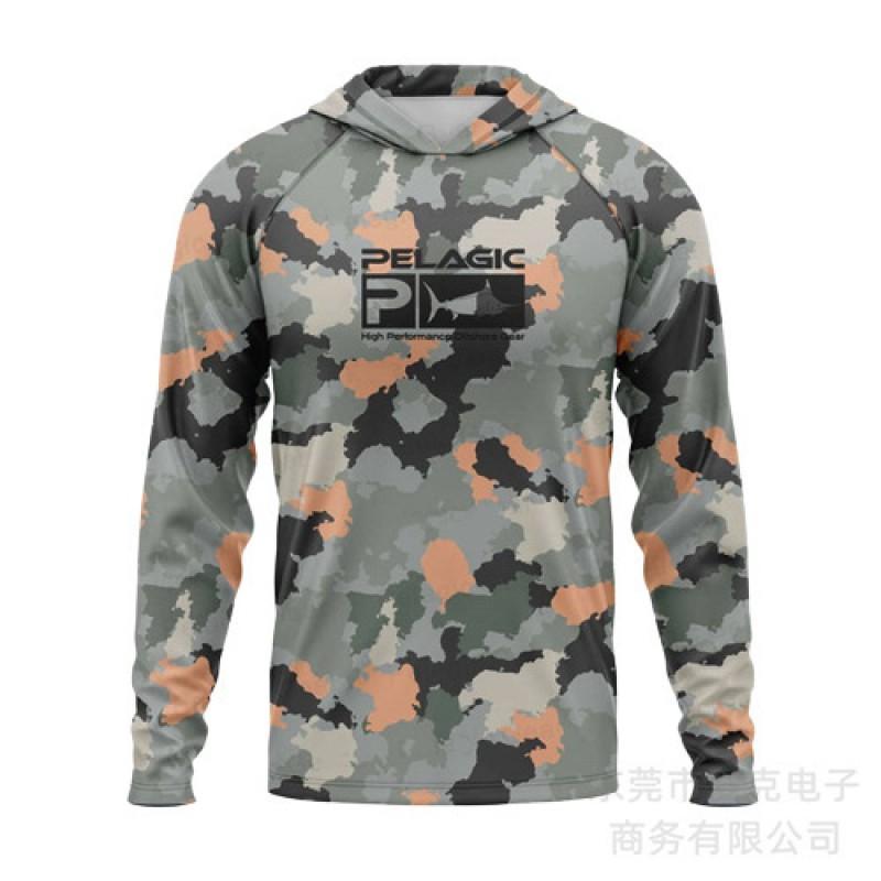 Mens Quick-Dry Long Sleeve Hooded Fishing Shirt UV Protection Outdoor Sportswear Breathable Milk Silk Cycling Jersey