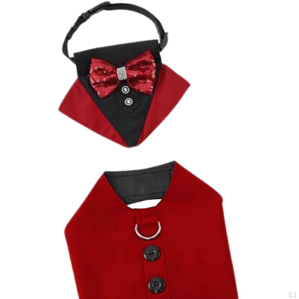 Dog Tuxedo Costume with Collar Accessory Lightweight Bow Tie S