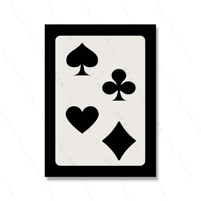 Retro Poker Wall Art Trendy Poster Canvas Set Of 6 Painting Lucky Playing Card Funky Black White Queen Joker Ace Room Home Decor