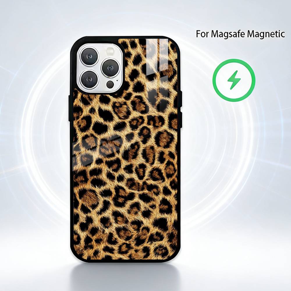 Leopard Print  Phone Case For iPhone 14,16,15,13,17,12,Plus,Pro,Max Magnetic For Magsafe Frosted Cover