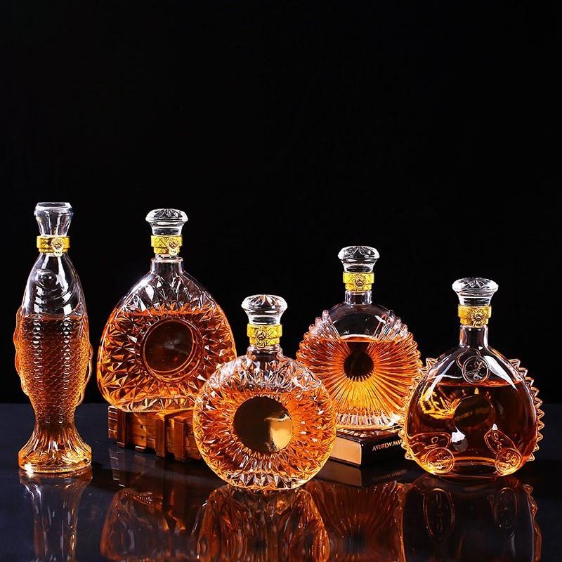 250-1000ml Bottiglia di Vetro Trasparente di Alta Qualità Dispenser per Whisky Bottiglia Creativa per Vino Rosso per Liquori Scotch Bourbon