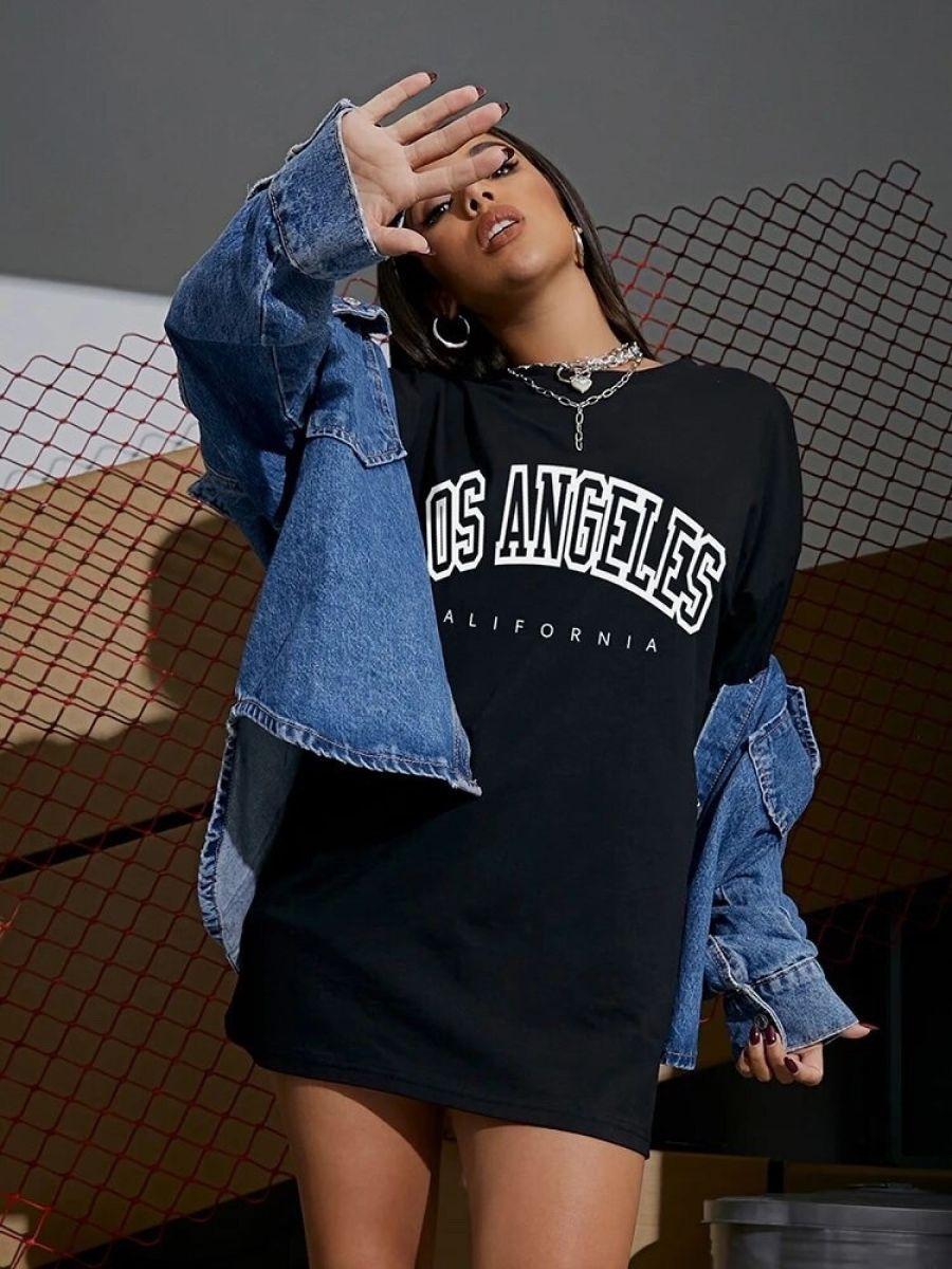 Summer Harajuku Graphic Print T-Shirt 90S Vintage Women T Shirt Y2K Oversized Tees Streetwear Gothic Punk Tops S чёрный