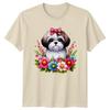 Floral Shih Tzu Dog With Pink Unisexs TShirt Shih Tzu Lover Dog Owner