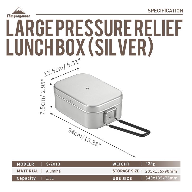 Campingmoon Durable Pressure Relief Camping Lunch Box Alumina Camping Cookware Metal Food Container with Handle