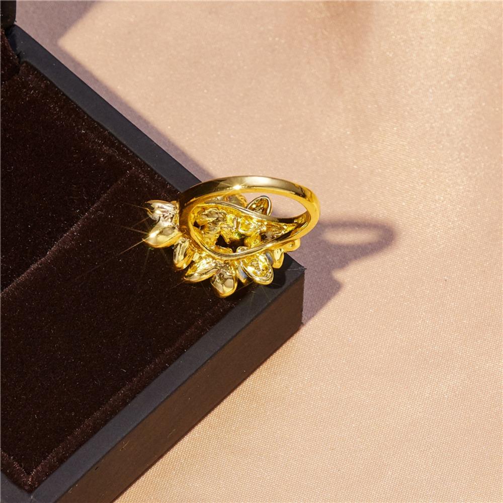 New Simple Trend Ladies Creative Drip Flower Ring  Bridal Engagement Wedding Niche Party Valentine's Day Gift Accessories