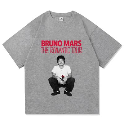 Bruno Mars The Romantic Tour 2026 T Shirt Fashion Men Aesthetic Oversized Loose Tees Vintage 100% Cotton Tops Graphic T Shirts
