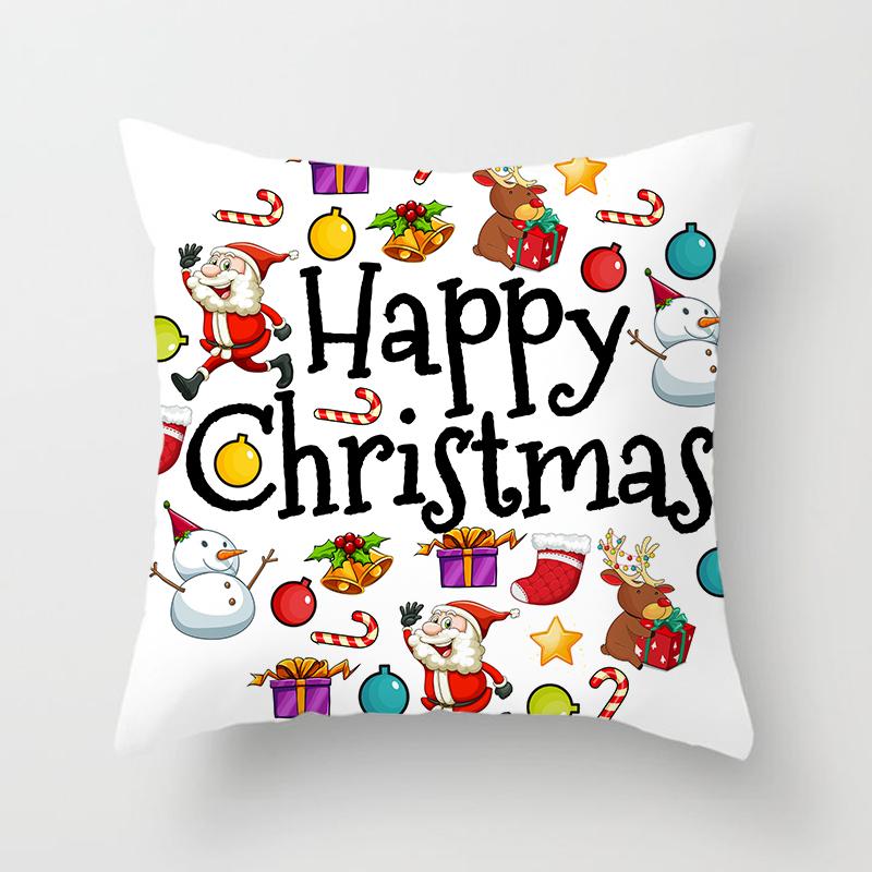 Merry Christmas Printed Pillowcase Christmas Style Cushion Cover Home Sofa Decor Throw Pillowcase