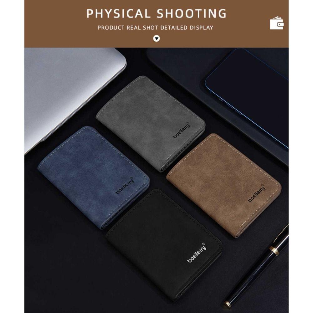 High Quality Sanded Leather Men Wallets Short Foldable Card Holder Coin Purse Men