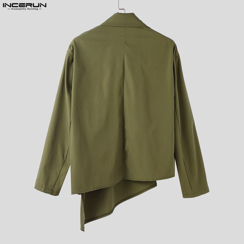 INCERUN Two Pieces Outfits Men Long Sleeve Side Cross Shirt and Long Harem Pants Sets