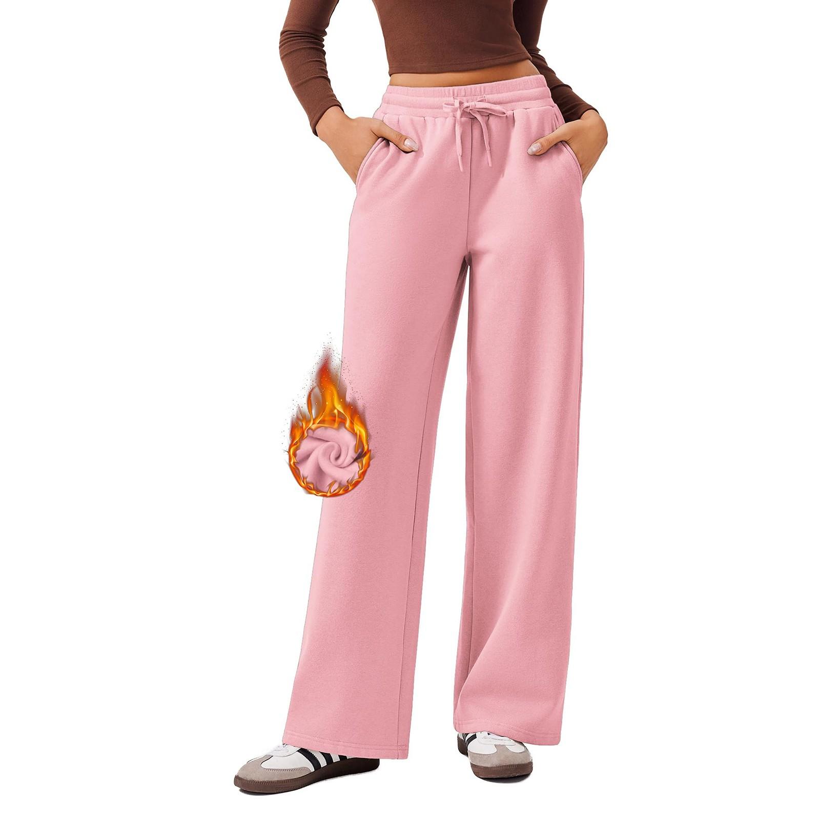 

Женские зимние спортивные штаны, однотонные повседневные брюки, женские флисовые спортивные штаны, широкие прямые брюки L чёрный