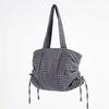 Clam Shirring Shoulder Bag ( Purple Check )