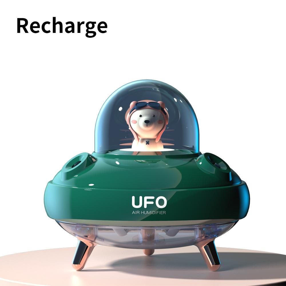 Dual Nozzles Draadloze Ufo Luchtbevochtiger Desktop Luchtbevochtiger Leuke Planeet Beer Led Licht Ultrasone Aroma Essentiële Olie Diffuser