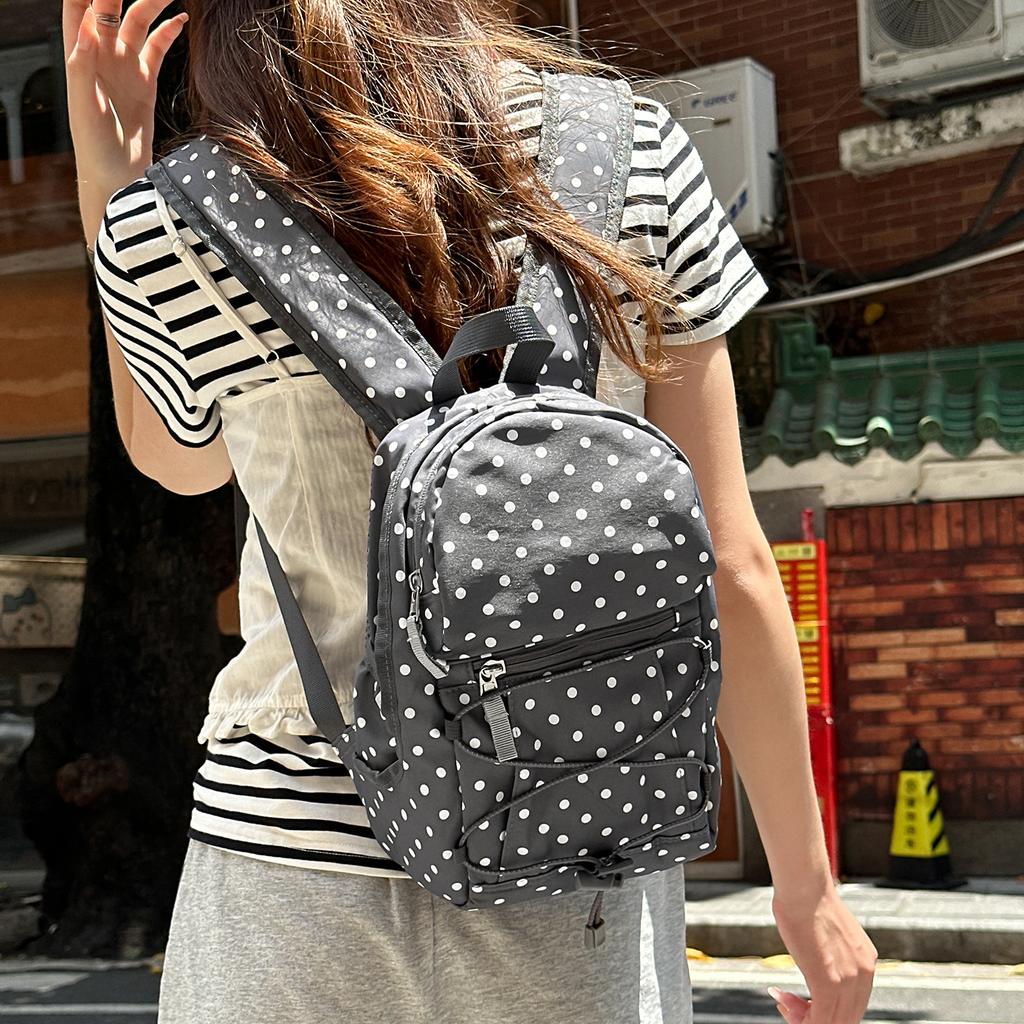 Schoolbag New Polka Dot Drawstring Casual Backpack Lightweight Versatile High Look Fashion Foreign Travel Small Backpack