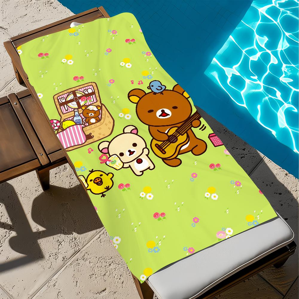 Anime Cute Cartoon R-rilakkuma-a Towel Large Quick-Drying Microfiber Soft Beach Towel for Travel Fitness Sauna Bathing Camping