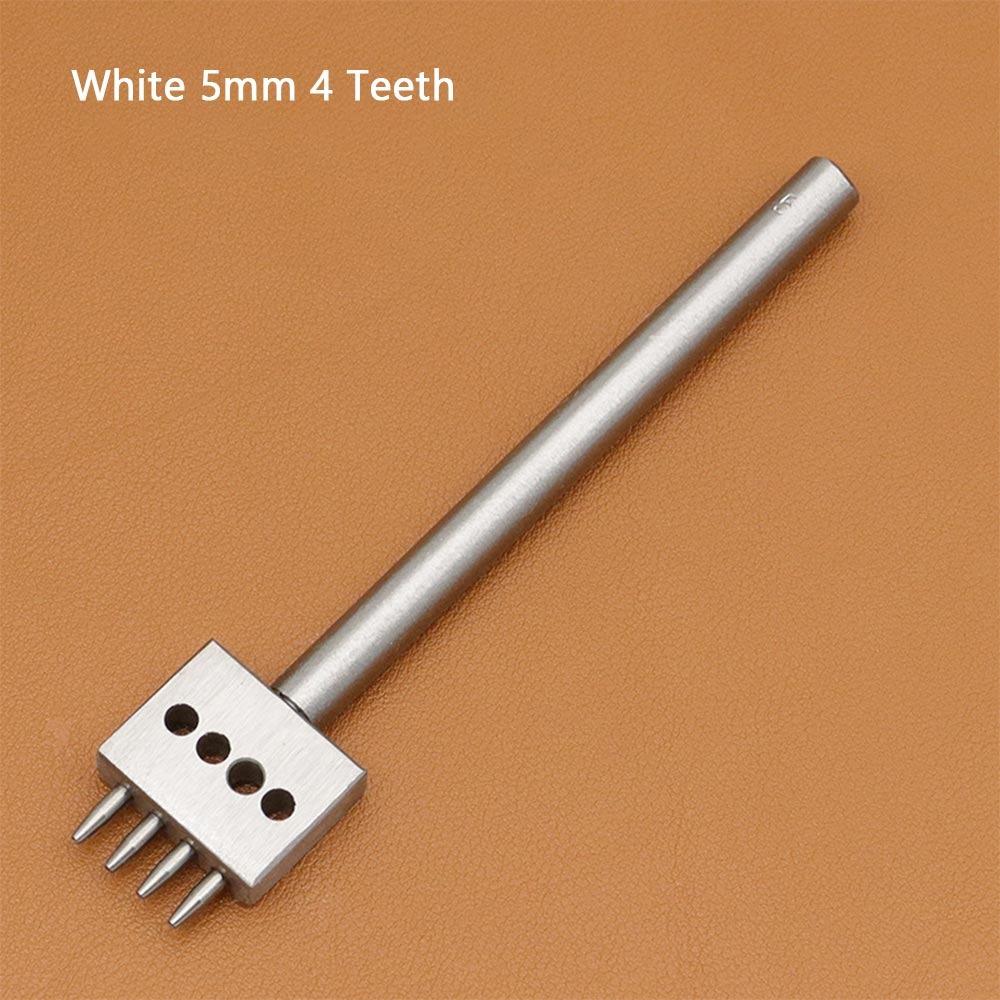 1Pcs New 2/4/6Teeth Leather Punching Tool Manual 4/5/6/8mm Hole Punch Tool Hole Spacing Drilling Steel Round Punch Die Set