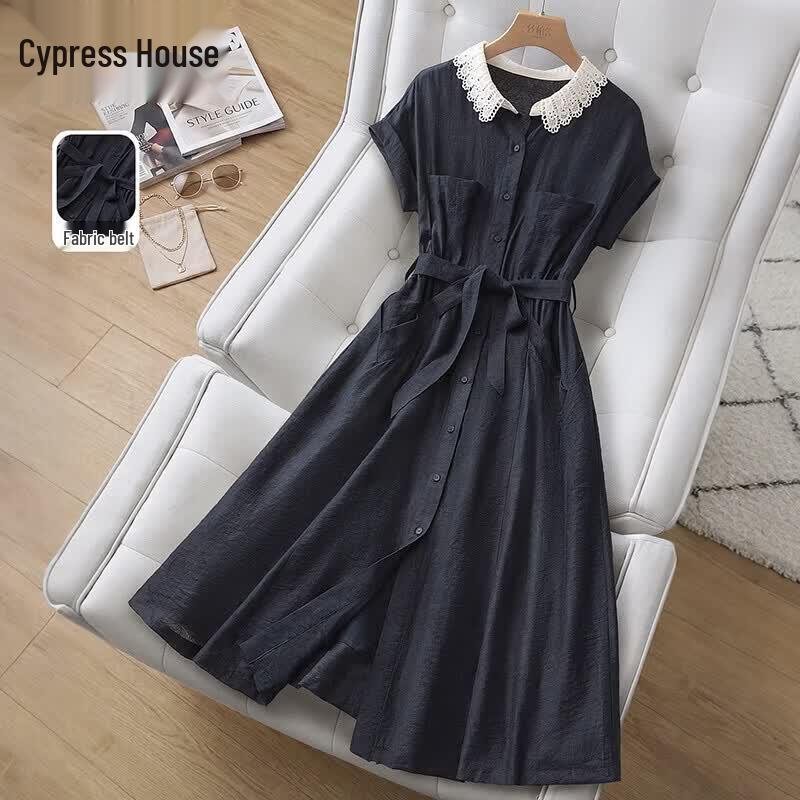 Women s Summer Tencel Lace Color-Block A-Line Dress XL