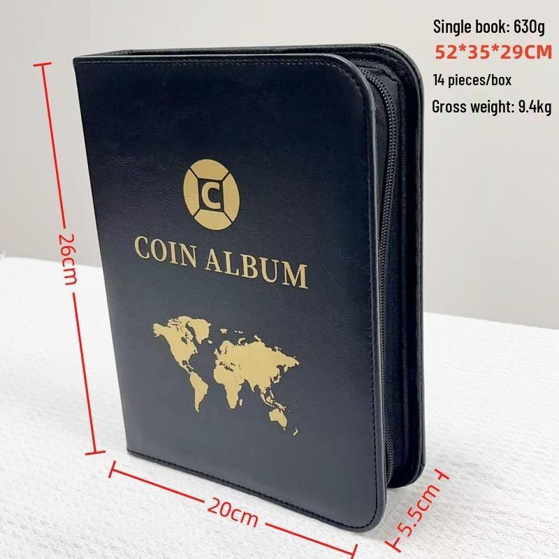 Álbum de Coleção de Moedas de Grande Capacidade: Pasta Colecionadora de Folhas Soltas para Moedas Antigas e Comemorativas com Páginas Transparentes para Cédulas.