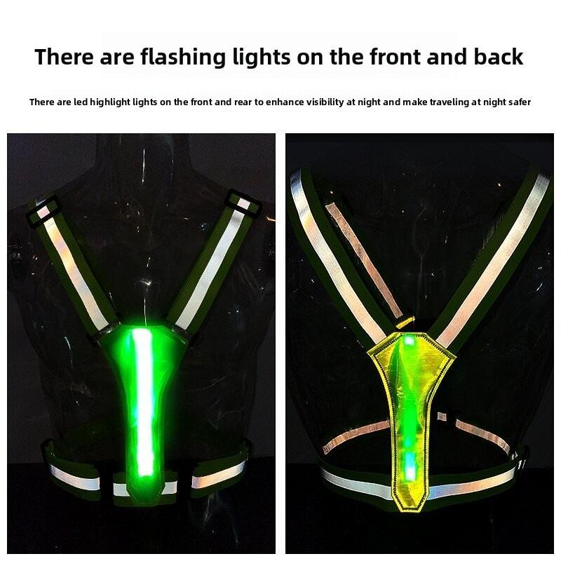 LED Running Vest USB Rechargeable Reflective Glowing Reflector Straps High Visibility Night Running Riding Clothing Elastic Band