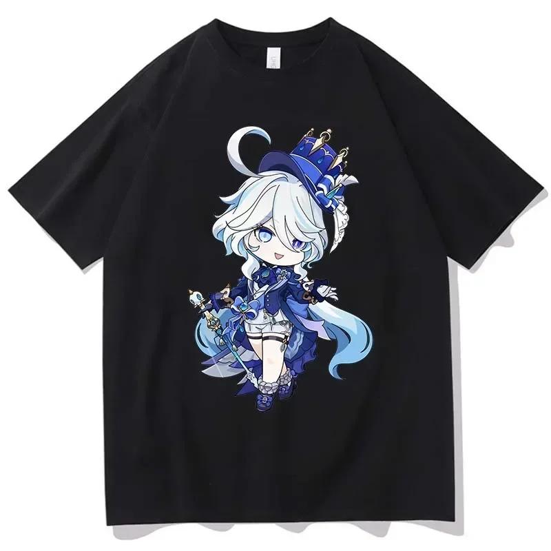 Anime Genshin Impact Furina T Shirts Kawiai Women T Shirt Aesthetic Short Sleeve T-shirt Unisex Tees Vintage Clothing Tops Y2k
