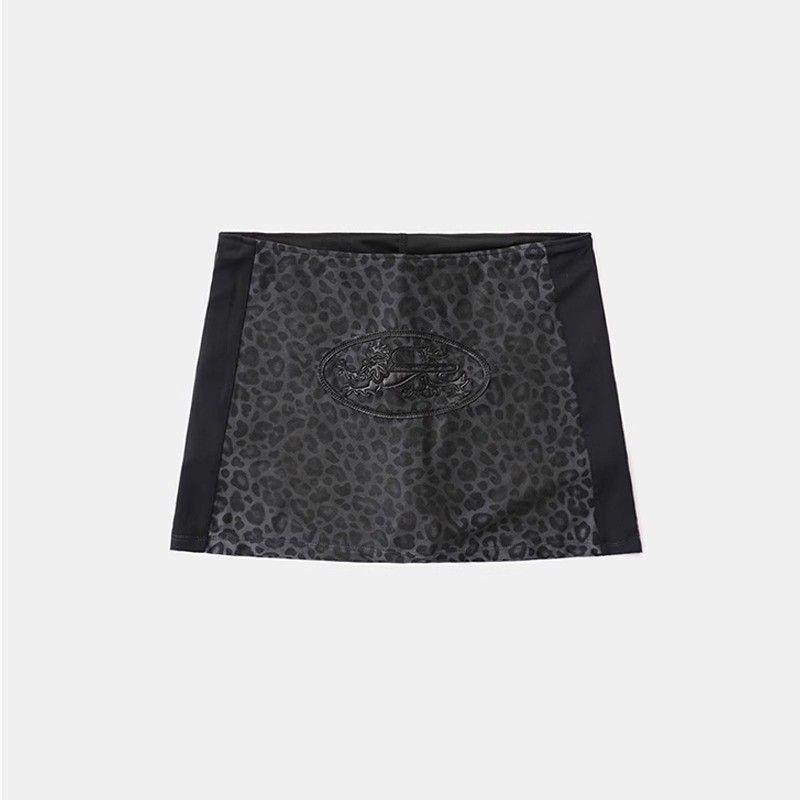 

South korea Badblood American vintage Gyaru Plaid Hoodie Women Niche Design Sense Street Outerwear Top Leopard-Print Skirt M