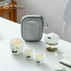 Panda Bamboo Hand-Painted Ceramic Travel Tea Set