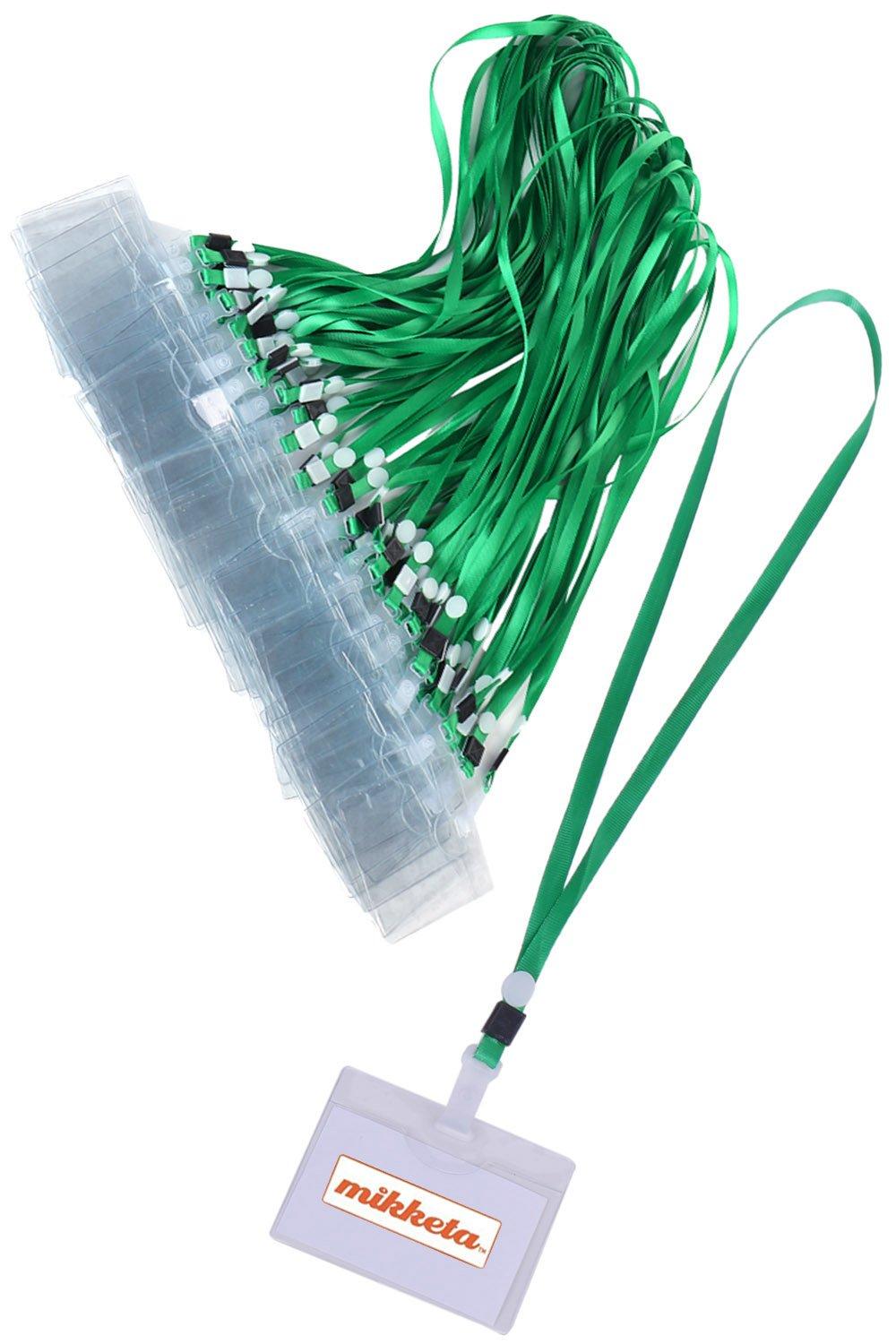 

mikketa Name Holder Name Tag Holder Name Card Case Neck Hanging Strap Green 50 Pieces [5 Colors]