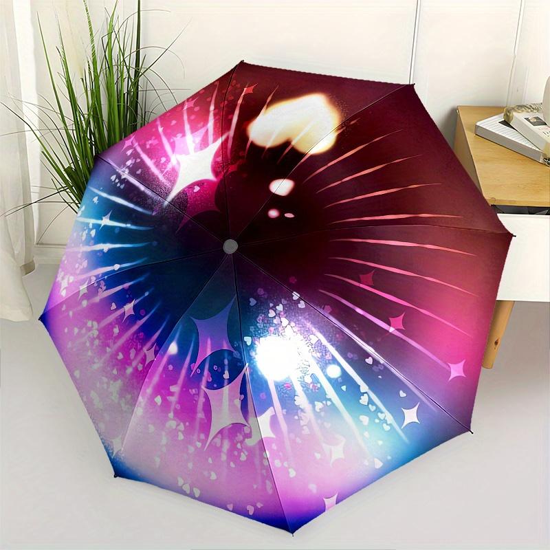 

Eyes Automatic Folding Umbrella 8 Ribs, Durable Iron Frame, Bright Color Pattern Compact Travel Umbrella, Suitable for Outdoor, Beach and D