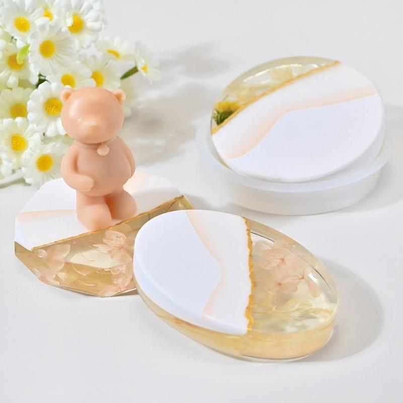 Flexible Silicone Mould for Craft Round and Square Bases Designs for Candle Making and Resin Art Projects Supplies