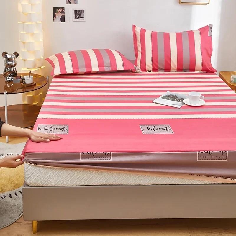 Yeni Soft Skin Su Yıkama Pamuklu Yatak Baskılı Yatak Örtüsü 360 Derece Sarma Lastikli Çarşaf Seti Öğrenciler İçin Evrensel Cilt Dostu 200x220