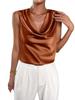 Women's Cross-Border Satin Pleated Sleeveless Shirt - Spring/Summer