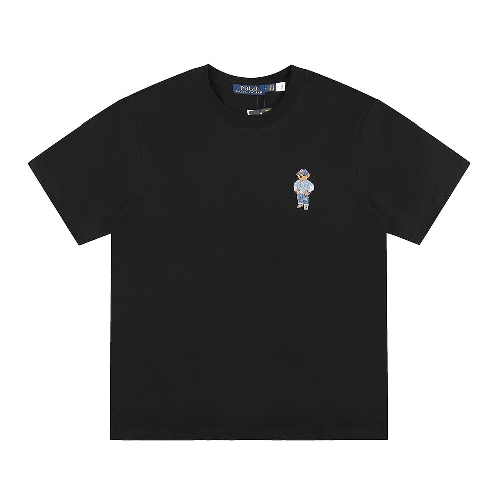 Ralph Lauren Summer Men's and Women's 100% Cotton Polo Bear T-Shirt Embroidered Logo Casual Short Sleeve Tee