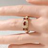 Vintage Inlaid Imitation Pearl Red CZ Women's Ring Ethnic Gold Color Geometry Daily Wear Party Jewelry Anniversary Gift