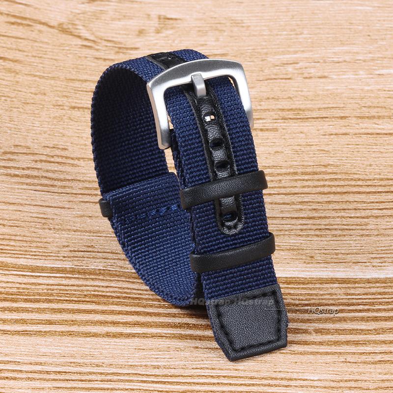 20mm 22mm Nylon Genuine Leather Strap for Khaki Field Watch Green Black Grey Replacement Wristband Men Outdoor Sport Watchband