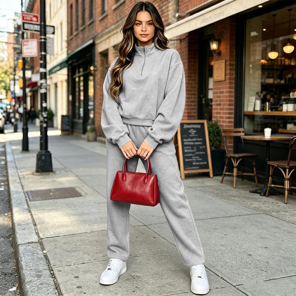 Women's Casual Long Sleeve Sweatshirt and Pants 2 Piece Set, Outfit for Home