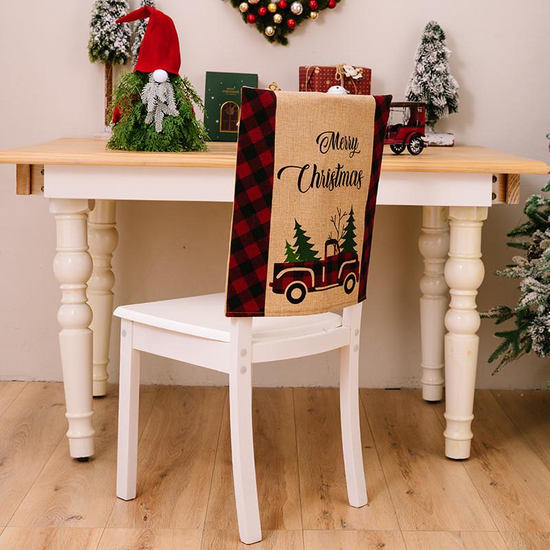 Chair Festive Christmas Covers In Red And Black Plaid For Holiday Home Decor