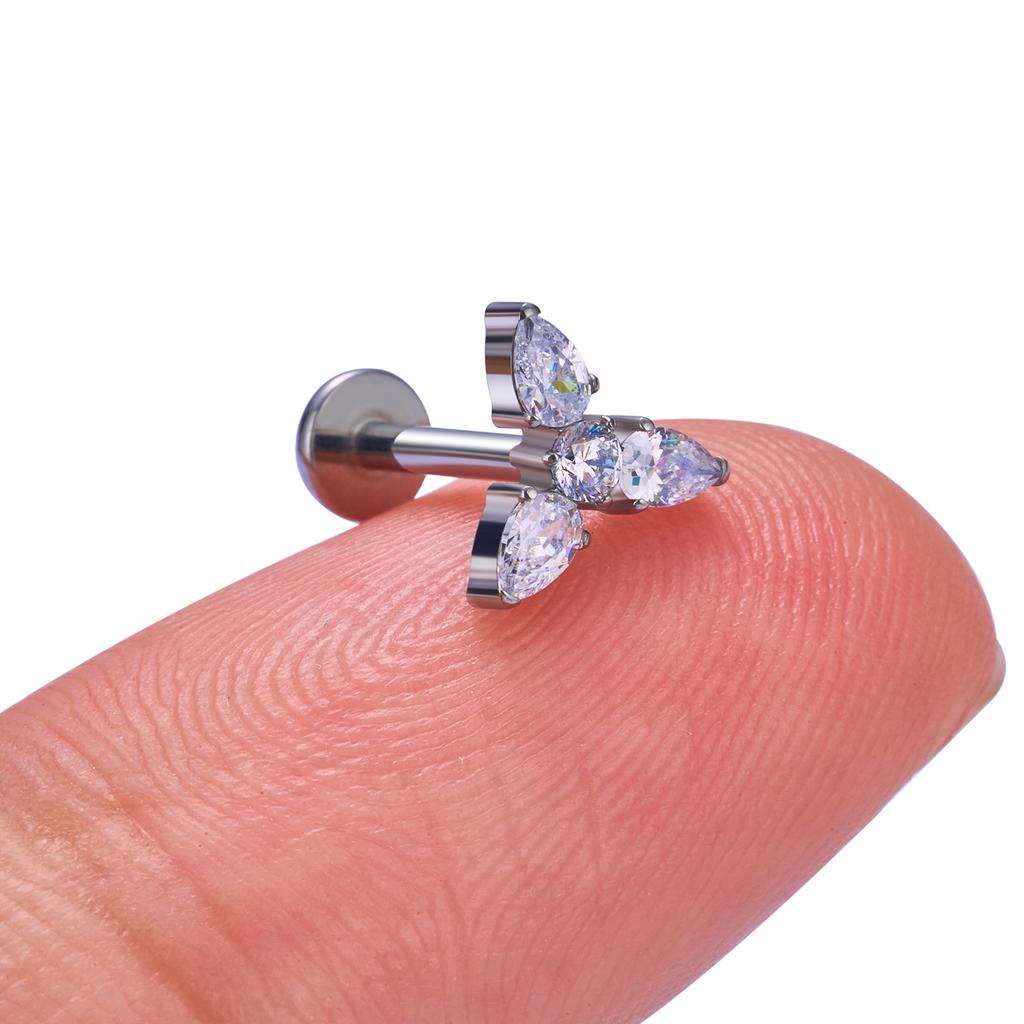 G23 Titanium 16G Piercing Labret Lip Nasal Nail Stud Earring Internal Thread Body Jewelry Design Ear Tragus Cartilage Helix Dait