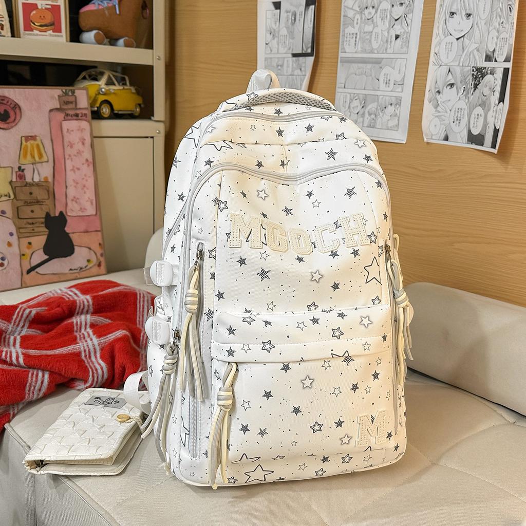 Schoolbag Japanese Ins Simple Star Printed Backpack Female Students High Value Large Capacity Backpack Junior High School School Bag