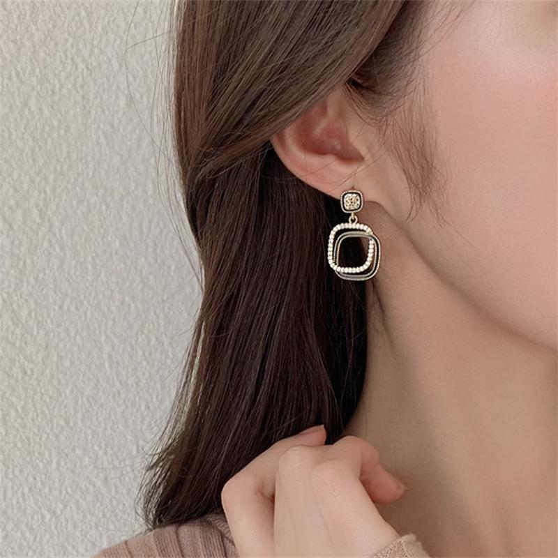 Fashion Black Square Dangle Earrings for Women Girl Gift Jewelry KTJ