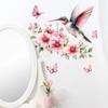 Fresh Watercolor Hummingbird Butterfly Peach Blossom Branch Wall Stickers, Self-Adhesive Decor for Bedroom Bathroom Decoration