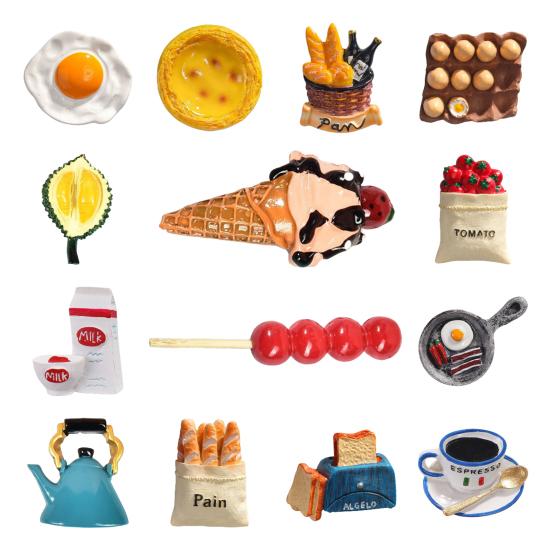 3D Simulation Food Refrigerator Magnet Resin Fried Egg Durian Bread Tomato Wine Coffee Mug Milk Fridge Magnet Home Office Decorative Accessories