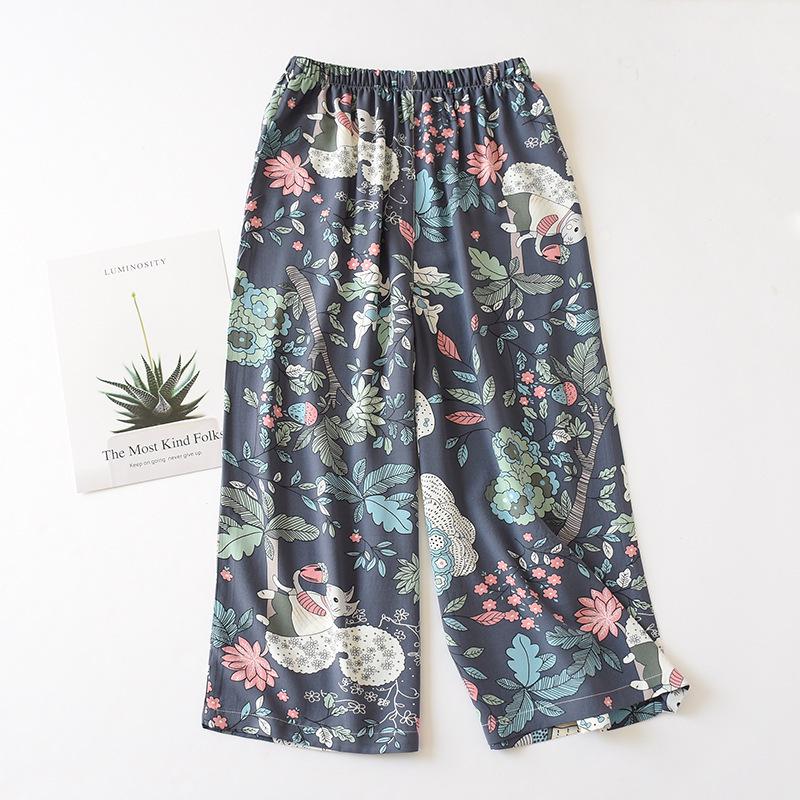 

Women s Rayon Cotton Silk Wide Leg Capris - Cool, Mosquito-Resistant Summer Sleep Pants Medium