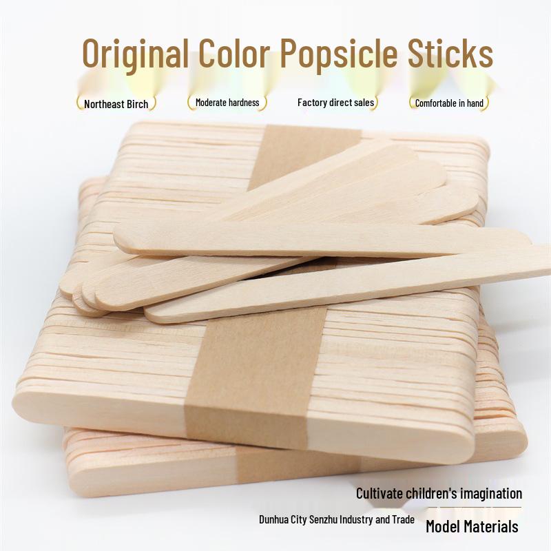 

Natural Birch Wood Ice Cream Sticks (50 Pieces) for DIY Projects and Beauty Adjustments Straight Edge 114*10*2mm