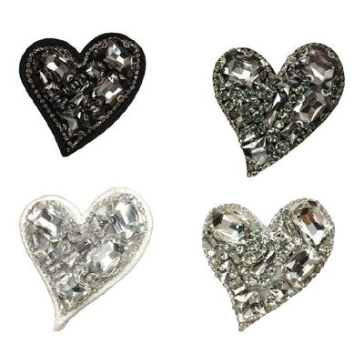 Toppe Strass a Forma di Cuore per Vestiti Abito da Sposa Giubbotti T-shirt Applicazioni Strass Cuore da Cucire da Stirare Toppe