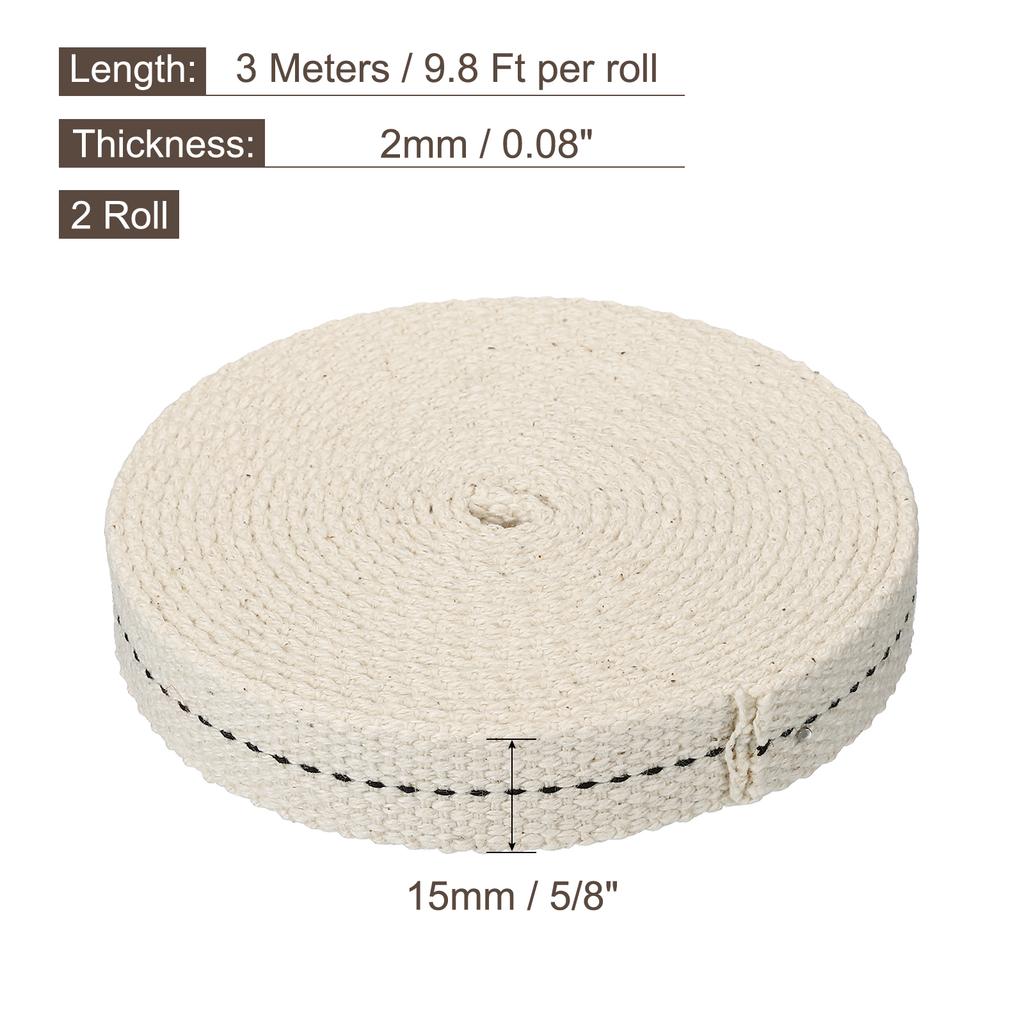 2 Roll Oil Lamp Wick Cotton Lanterns Wick with Black Stitch for Kerosene Burner Lighting  13/15/20/22/25mm Flat 6.5/10 Foot