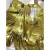 Light Luxury New Little Bee Illustration Pajamas Women'S Spring And Summer Long-Sleeved Ice Silk Gift Two-Piece Set, Real Shot