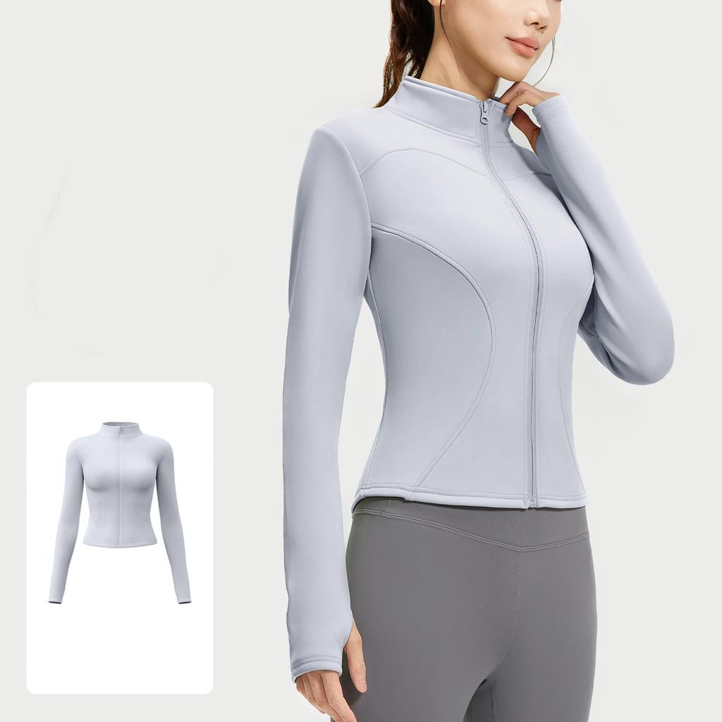 New Spring Autumn Zipper Slim Long Sleeve Top Women Stand Collar Sports Tight Yoga Wear Jacket Female