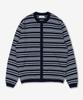ECORR Washable Cotton Striped Crop Cardigan_Navy